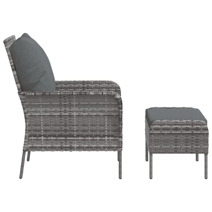 Garden Chair With Footstool Grey Poly Rattan Tlaoop