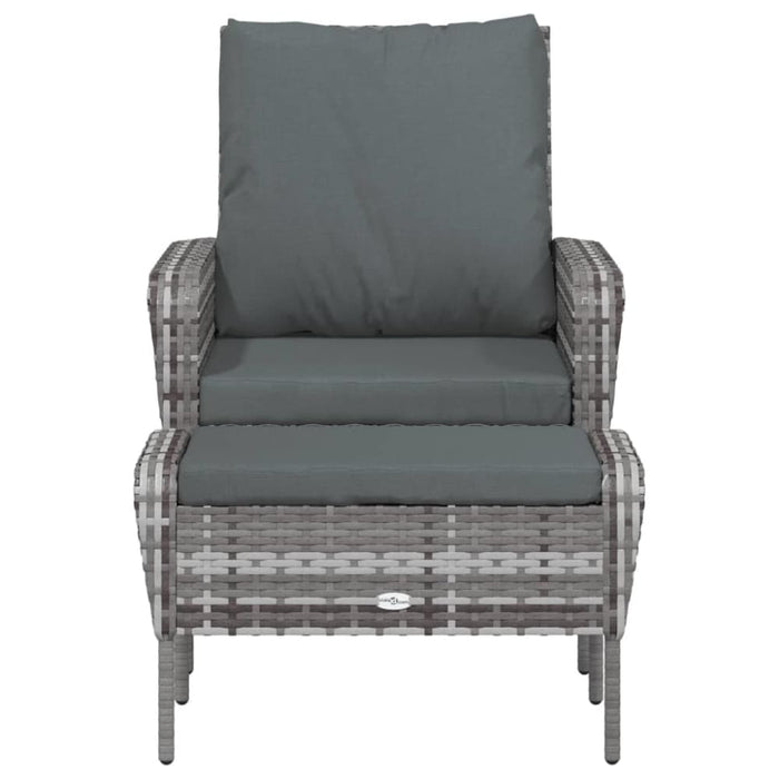 Garden Chair With Footstool Grey Poly Rattan Tlaoop