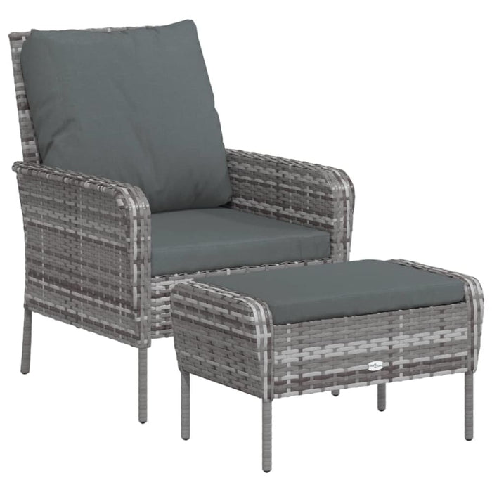 Garden Chair With Footstool Grey Poly Rattan Tlaoop