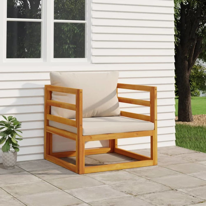 Garden Chair With Light Grey Cushions Solid Wood Acacia