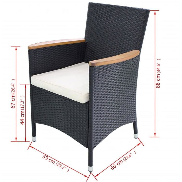 Garden Chairs 2 Pcs With Cushions Poly Rattan Black Axpix