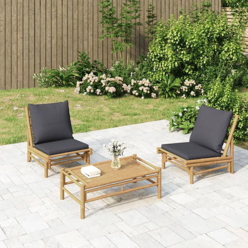 Garden Chairs 2 Pcs With Dark Grey Cushions Bamboo Tltapk