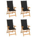 Garden Chairs 4 Pcs With Black Cushions Solid Teak Wood