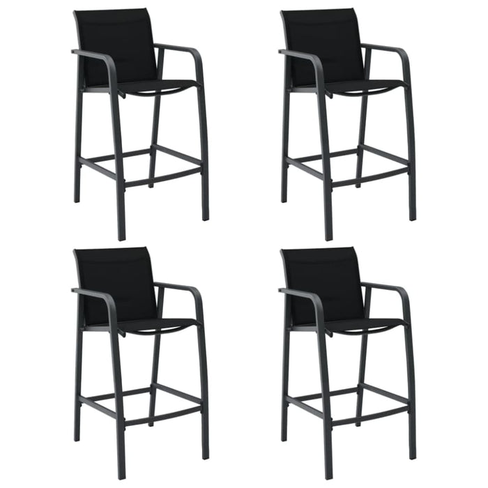 Garden Bar Chairs 4 Pcs Black Textilene Anooi