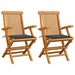 Garden Chairs With Anthracite Cushions 2 Pcs Solid Teak