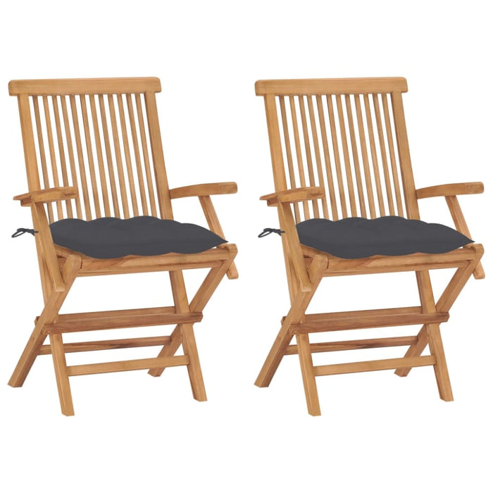 Garden Chairs With Anthracite Cushions 2 Pcs Solid Teak