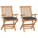 Garden Chairs With Anthracite Cushions 2 Pcs Solid Teak