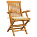 Garden Chairs With Cream Cushions 2 Pcs Solid Teak Wood