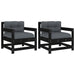 Garden Chairs With Cushions 2 Pcs Black Solid Wood Pine