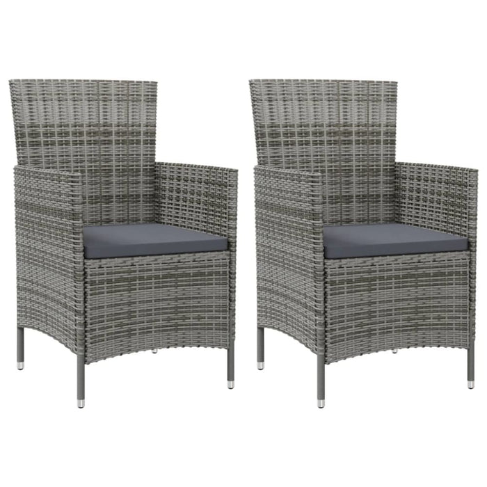 Garden Chairs With Cushions 2 Pcs Poly Rattan Grey Tollnx