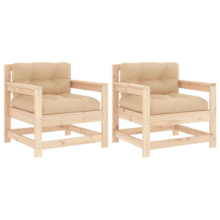 Garden Chairs With Cushions 2 Pcs Solid Wood Pine Nxpplx