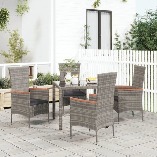 Garden Chairs With Cushions 4 Pcs Poly Rattan Grey Tokpxn