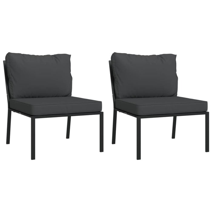 Garden Chairs With Grey Cushions 2 Pcs 60x74x79 Cm Steel