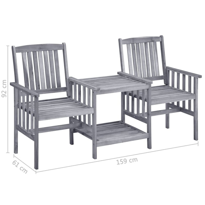 Garden Chairs With Tea Table 159x61x92 Cm Solid Acacia Wood