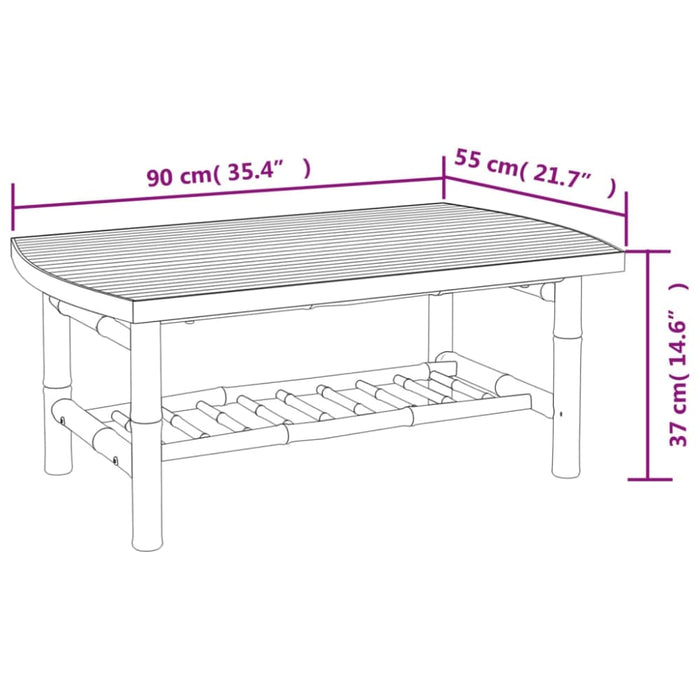 Garden Coffee Table 90x55x37 Cm Bamboo Tltalt