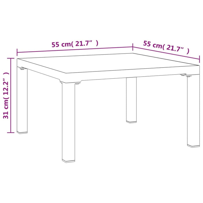 Garden Coffee Table Grey 55x55x31 Cm Dpc And Steel Tlxnbb