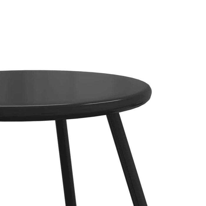 Garden Coffee Tables 2 Pcs Round Black Powder-coated Steel