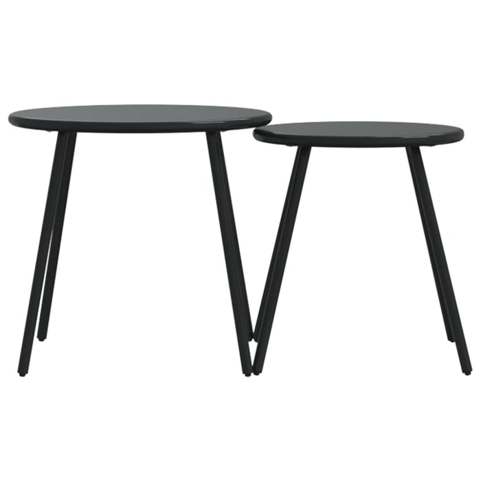 Garden Coffee Tables 2 Pcs Round Black Powder-coated Steel