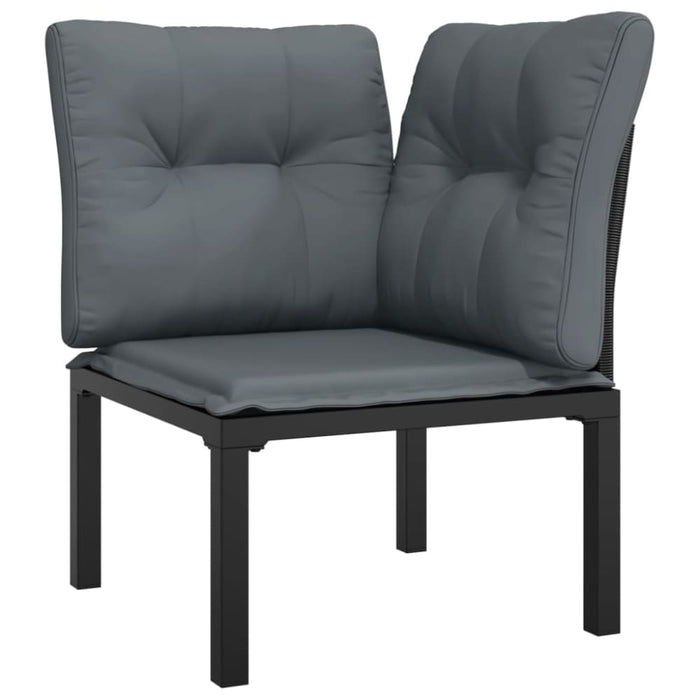 Garden Corner Chair With Cushions Black And Grey Poly