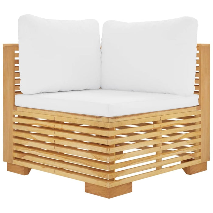 Garden Corner Sofa With Cream Cushions Solid Wood Teak