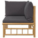 Garden Corner Sofa With Dark Grey Cushions Bamboo Tlxtbn