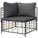 Garden Corner Sofa With Dark Grey Cushions Poly Rattan