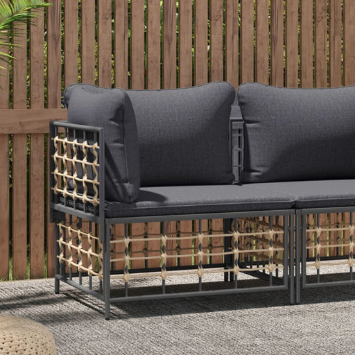 Garden Corner Sofa With Dark Grey Cushions Poly Rattan