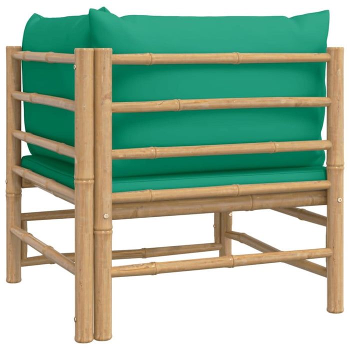 Garden Corner Sofa With Green Cushions Bamboo Tlxxkt