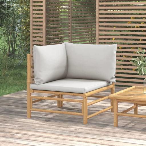 Garden Corner Sofa With Light Grey Cushions Bamboo Tlxxin