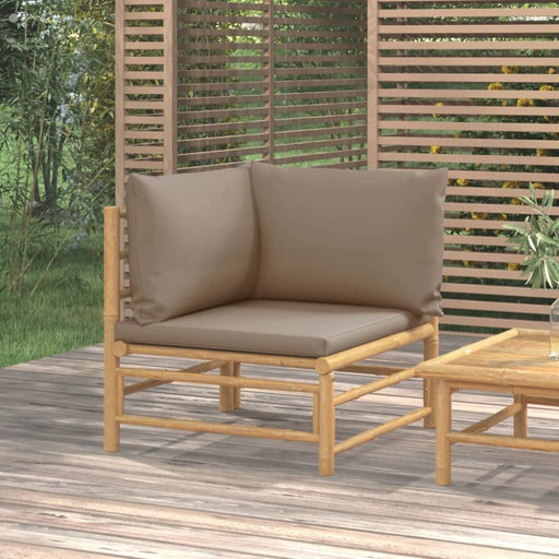 Garden Corner Sofa With Taupe Cushions Bamboo Tlxxnl