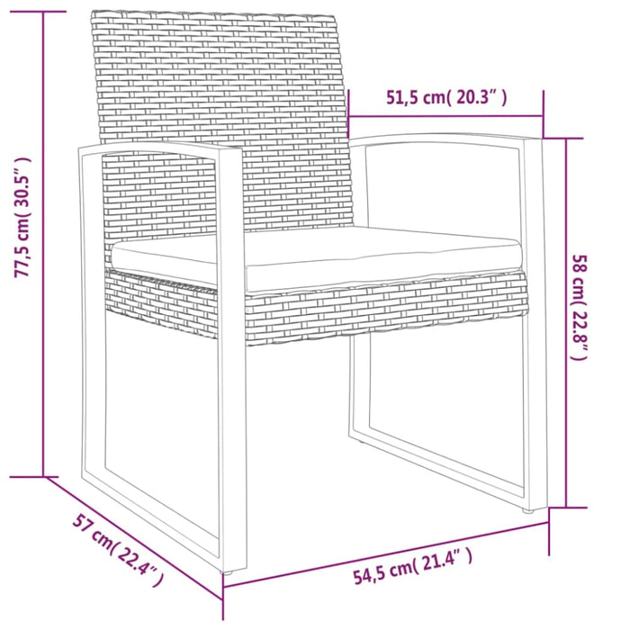 Garden Dining Chairs 2 Pcs Black Pp Rattan Tlbxbt