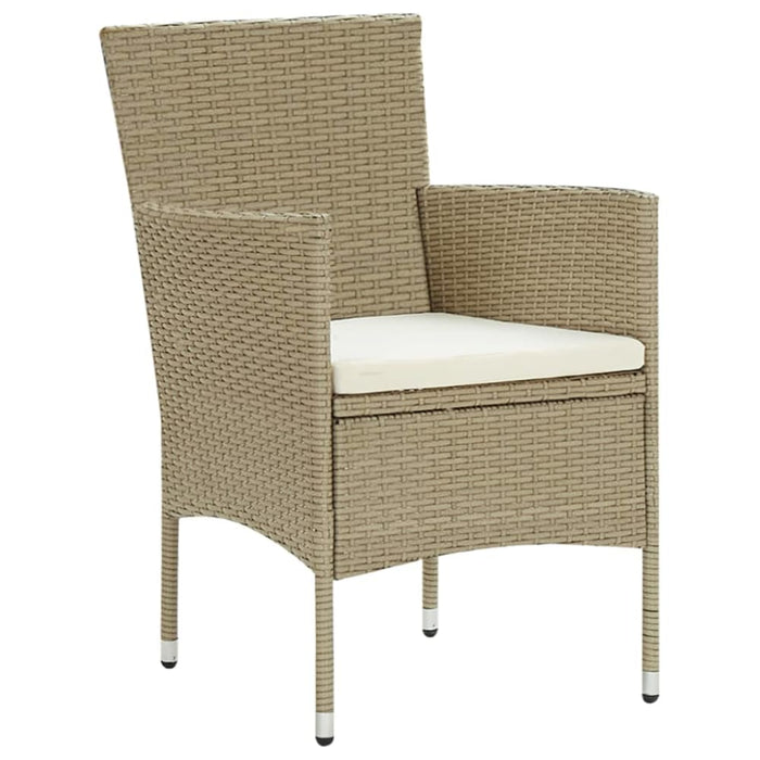 Garden Dining Chairs 2 Pcs Poly Rattan Beige Tobppt