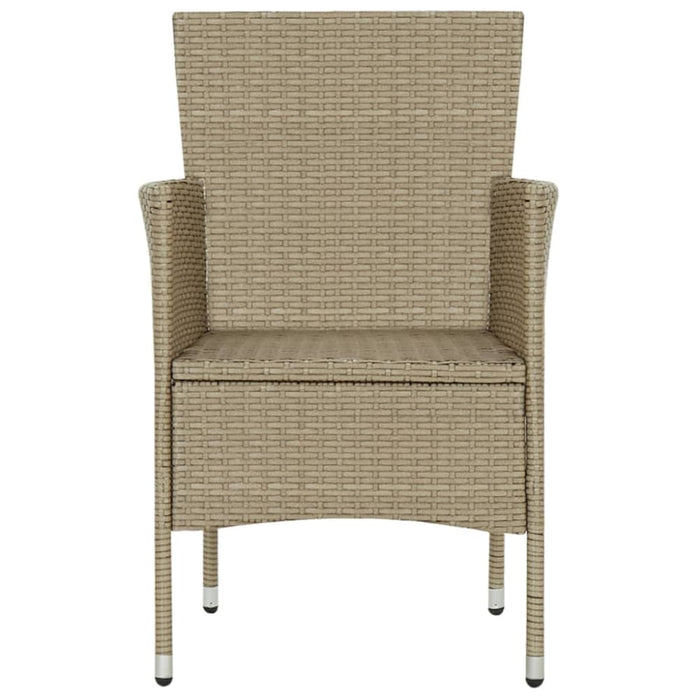 Garden Dining Chairs 2 Pcs Poly Rattan Beige Tobppt