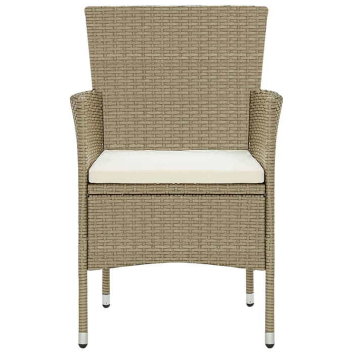 Garden Dining Chairs 2 Pcs Poly Rattan Beige Tobppt