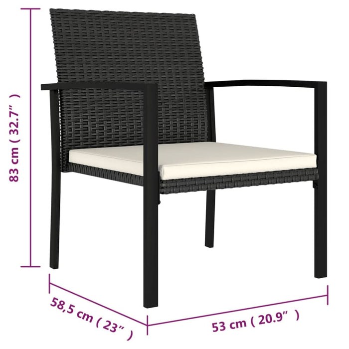 Garden Dining Chairs 2 Pcs Poly Rattan Black Topoob