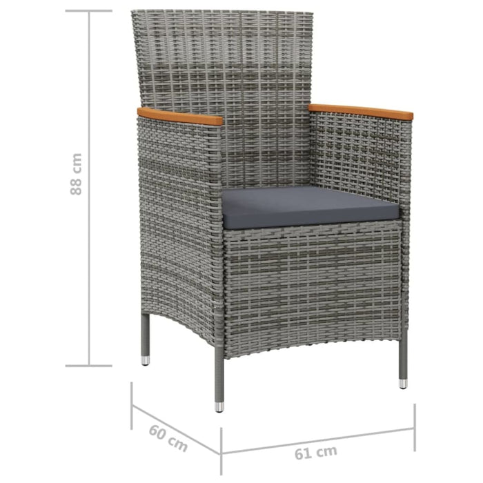 Garden Dining Chairs 2 Pcs Poly Rattan Grey Toloak