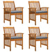 Garden Dining Chairs 4 Pcs With Cushions Solid Wood Acacia