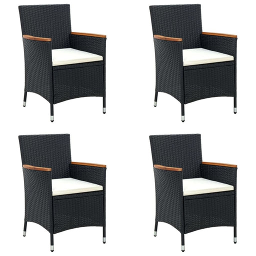 Garden Dining Chairs 4 Pcs Poly Rattan Black Tollkp