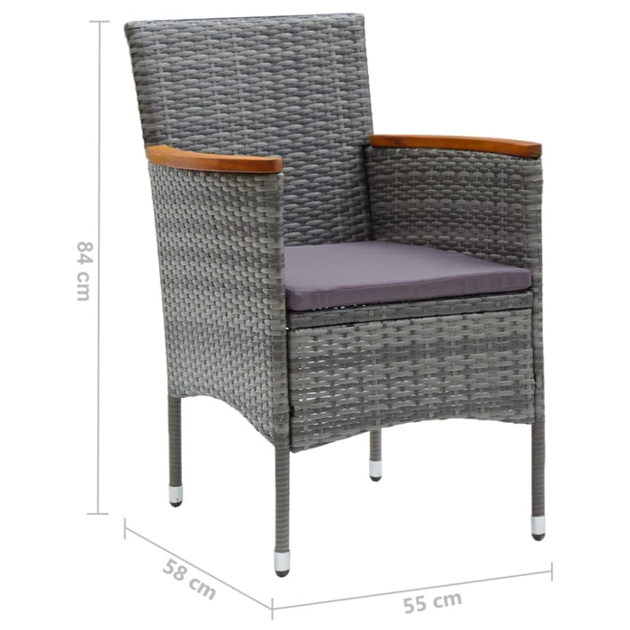 Garden Dining Chairs 4 Pcs Poly Rattan Grey Tobpli