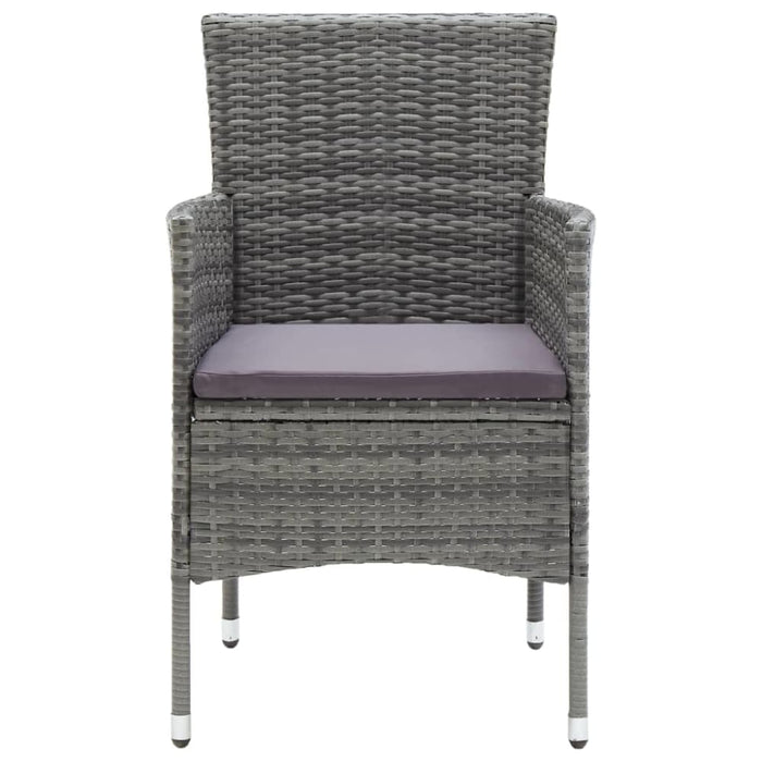 Garden Dining Chairs 4 Pcs Poly Rattan Grey Tobplt