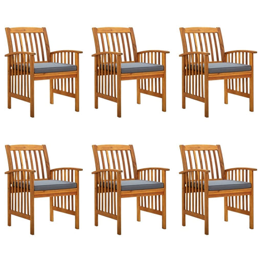 Garden Dining Chairs 6 Pcs With Cushions Solid Wood Acacia