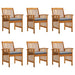 Garden Dining Chairs 6 Pcs With Cushions Solid Wood Acacia