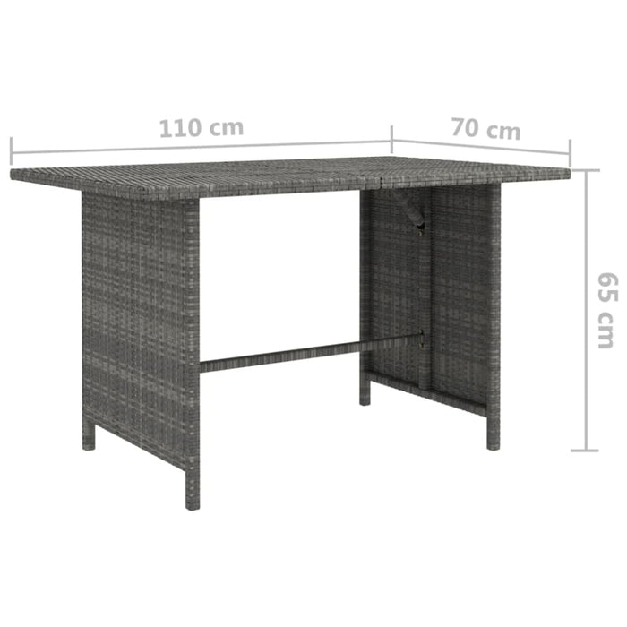 Garden Dining Table Grey 110x70x65 Cm Poly Rattan Totaki