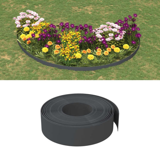 Garden Edging Grey 10 m 15 Cm Polyethylene Opatkl