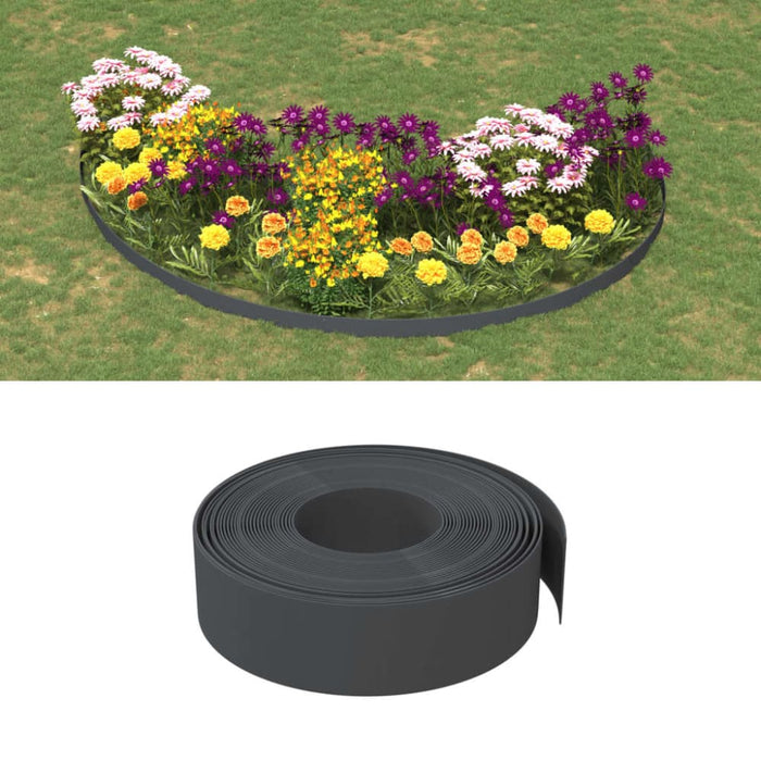 Garden Edging Grey 10 m 15 Cm Polyethylene Opatkl