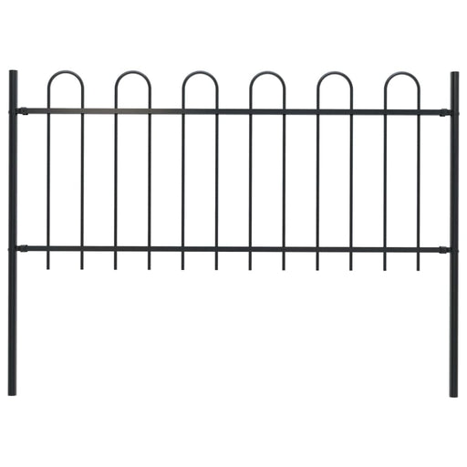 Garden Fence With Hoop Top Steel 1.7x1 m Black Oaaktb