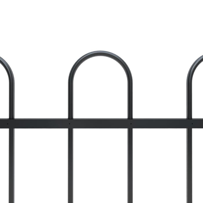 Garden Fence With Hoop Top Steel 3.4x0.6 m Black Xiiltk