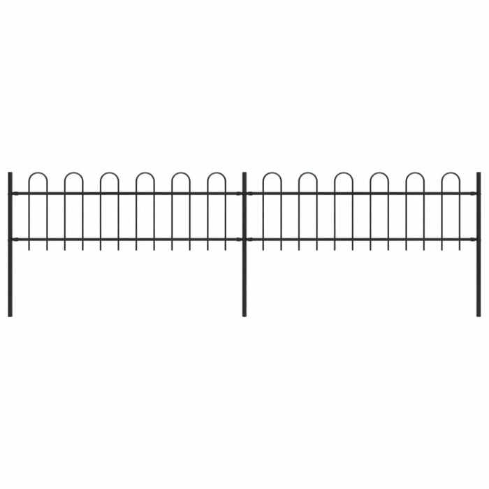 Garden Fence With Hoop Top Steel 3.4x0.6 m Black Xiiltk