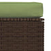 Garden Footrest With Cushion Brown 70x70x30 Cm Poly Rattan