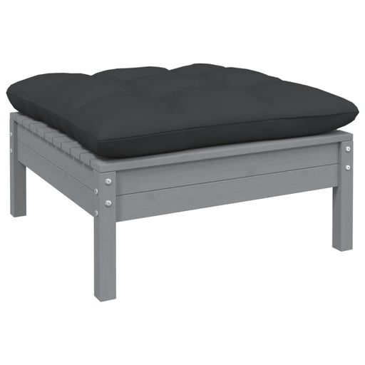 Garden Footstool With Anthracite Cushion Grey Solid